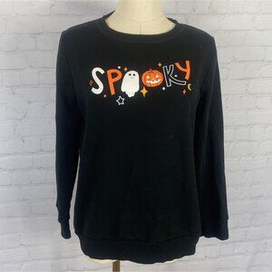 ⭐ Cat & Jack XL Black Spooky Halloween Crewneck Sweatshirt Ghost & Pumpkin